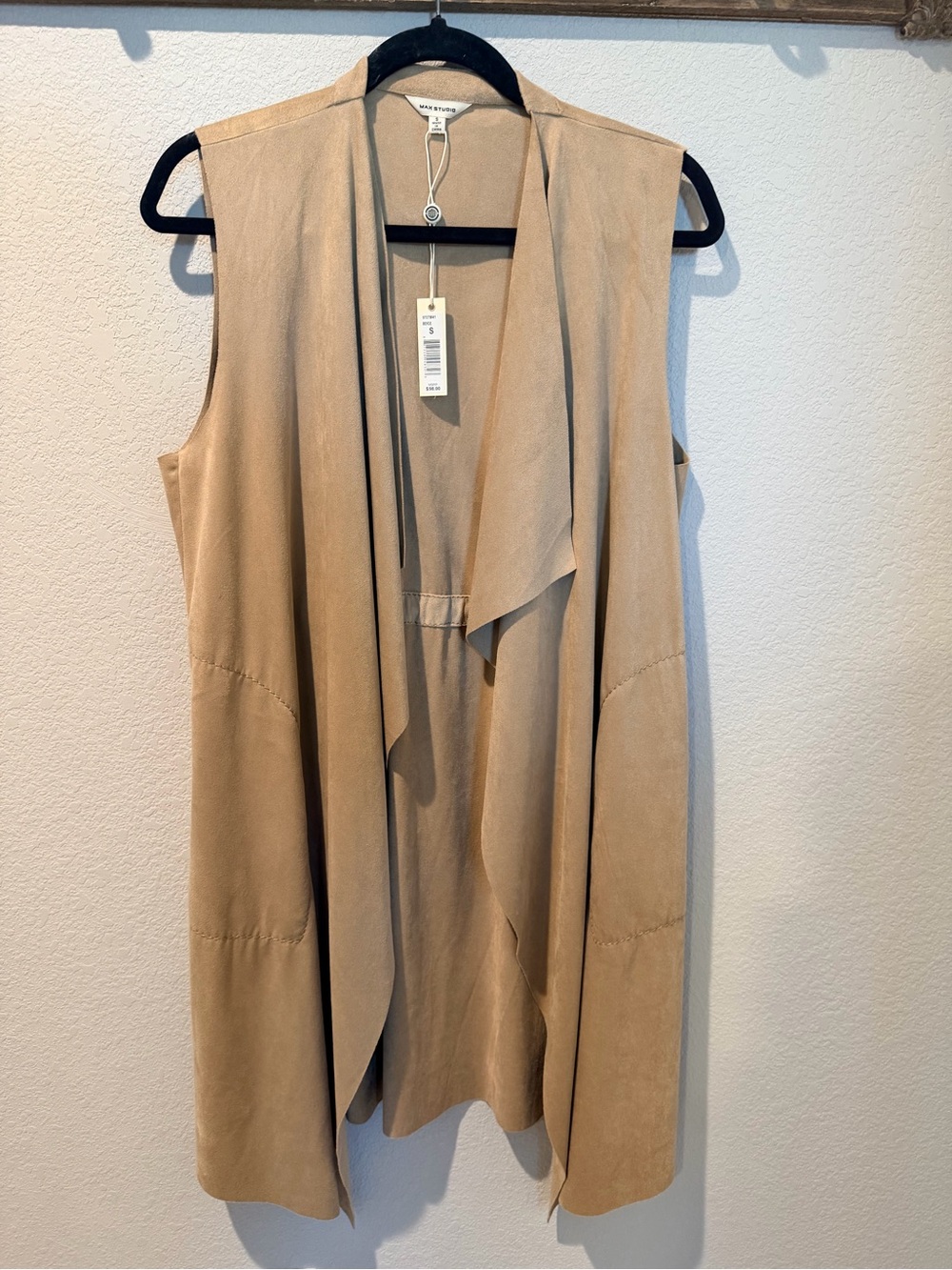 Max Studio Neutral Draped Open-Front Vest